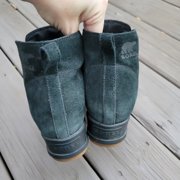 Sorel Evie Waterproof Black Leather Suede Pull-On Ankle Chelsea Boots Booties 11 - Picture 5 of 8